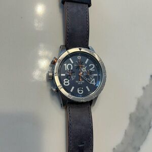 Nixon Silver and Blue 48-20 chronograph